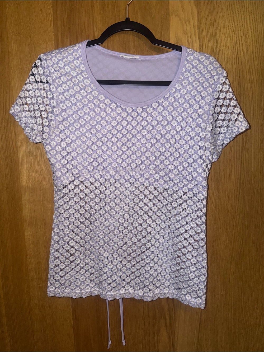 Vintage Geometric Short Sleeve Top in Purple & White Like New